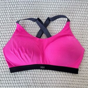 EUC | VSX Victoria Secret Sports Bra 36D Pink/Black/Gray | Breathable, Wireless